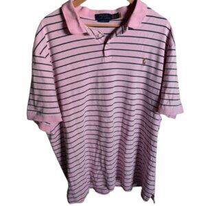 Polo by Ralph Lauren Pink and Navy Striped Polo Shirt Mens Size XXL